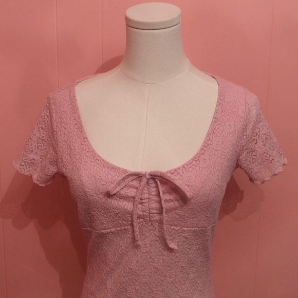 Ardene Pink Lace Crop Top - Picture 2 of 5